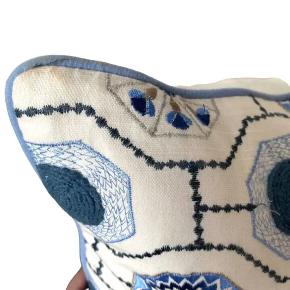 Celerie By Kemble Square Pillow Perigold Designer 20” Duck Feathers India Blue - Picture 3 of 10